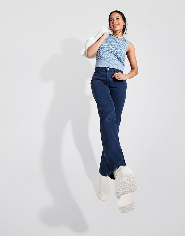 ASOS DESIGN mid rise '90s' straight leg jeans in washed navy商品第4张图片规格展示