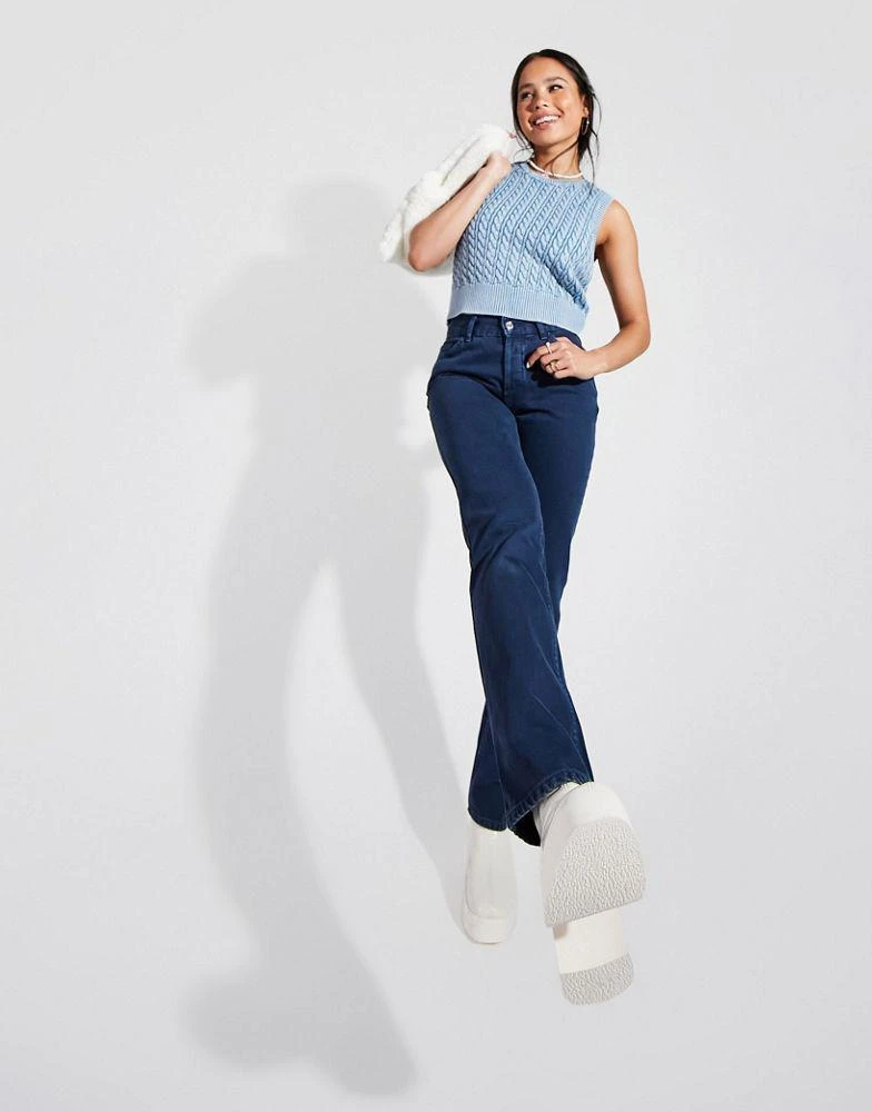 商品ASOS|ASOS DESIGN mid rise '90s' straight leg jeans in washed navy,价格¥156,第4张图片详细描述