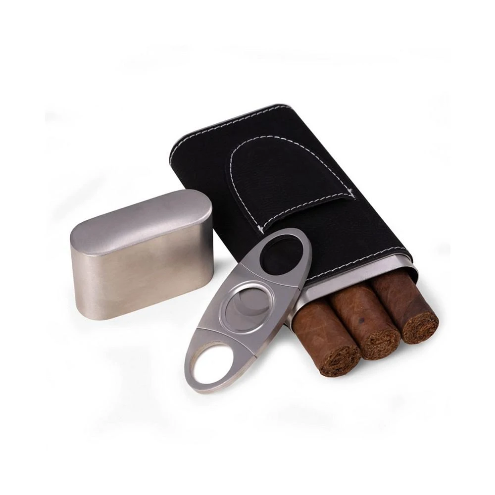 商品Bey-Berk|Leather 3 Cigar Case with Cigar Cutter,价格¥766,第1张图片