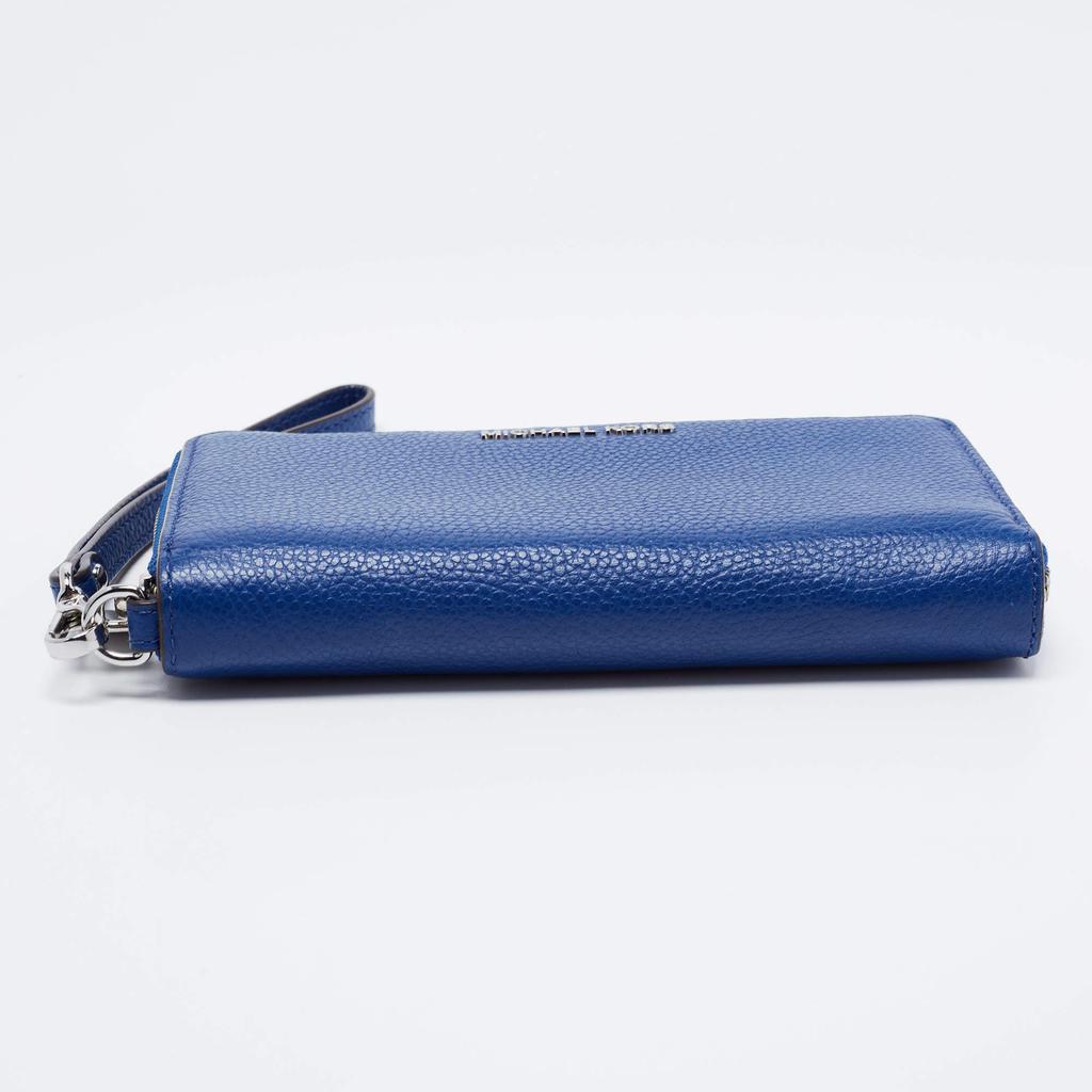 Michael Kors Blue Leather Jet Set Zip Around Wristlet Wallet商品第7张图片规格展示