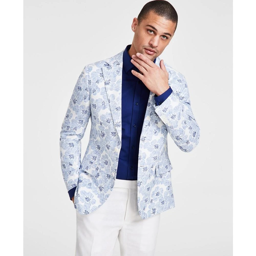 商品Tallia|Men's Slim-Fit White Floral Sport Coat,价格¥569,第1张图片