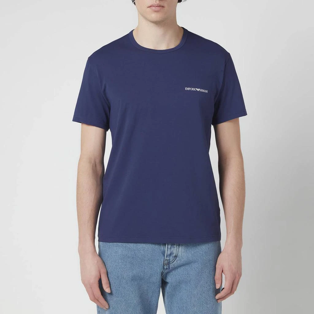商品Emporio Armani|Emporio Armani Men's 2-Pack Stretch Cotton T-Shirts - White/Copy Blue,价格¥207,第1张图片