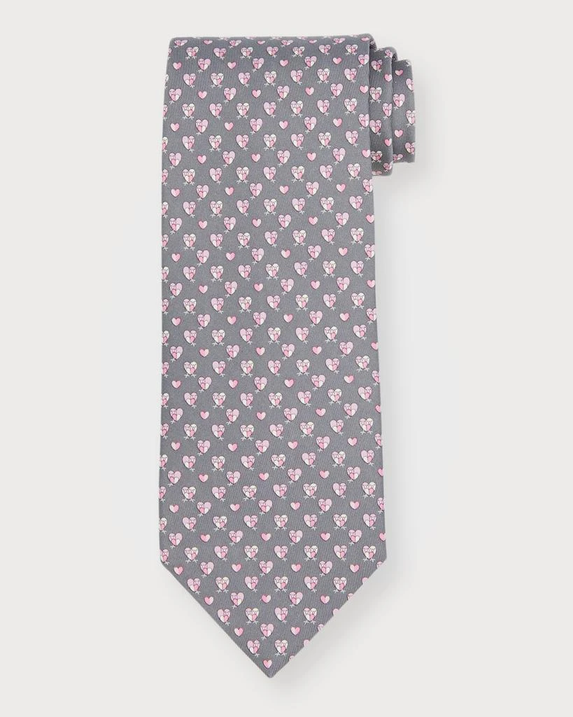 商品Salvatore Ferragamo|Men's 4-Rufo Heart-Print Silk Tie,价格¥1152,第1张图片