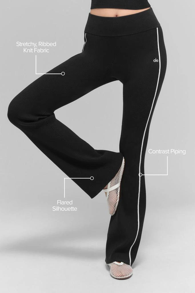 商品Alo|Ribbed Sweater Knit Highline Flare Pant - Black/White,价格¥1810,第2张图片详细描述