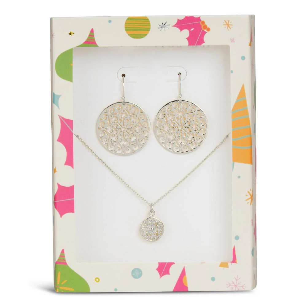 商品Sterling Forever|Lace Dangle Earrings and Pendant Necklace Tis The Season Gift Set,价格¥505,第1张图片
