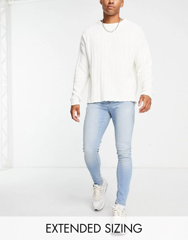 商品ASOS|ASOS DESIGN spray on jeans with power stretch in light wash blue,价格¥99,第1张图片