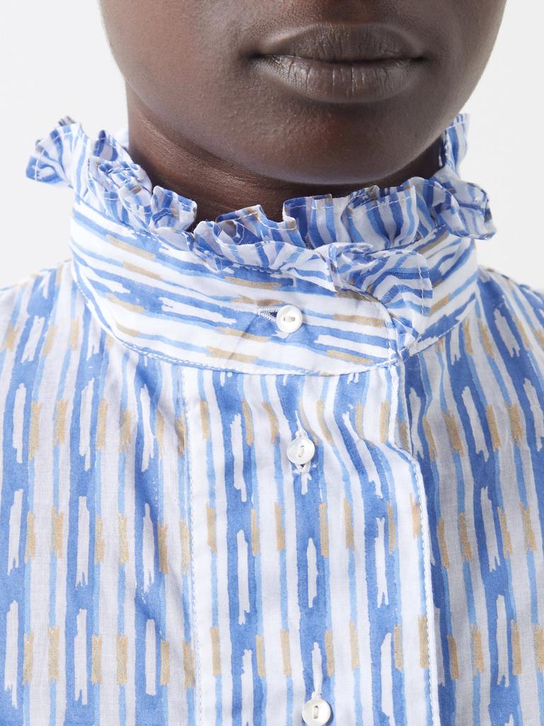 Vita ruffled striped cotton-poplin blouse商品第4张图片规格展示