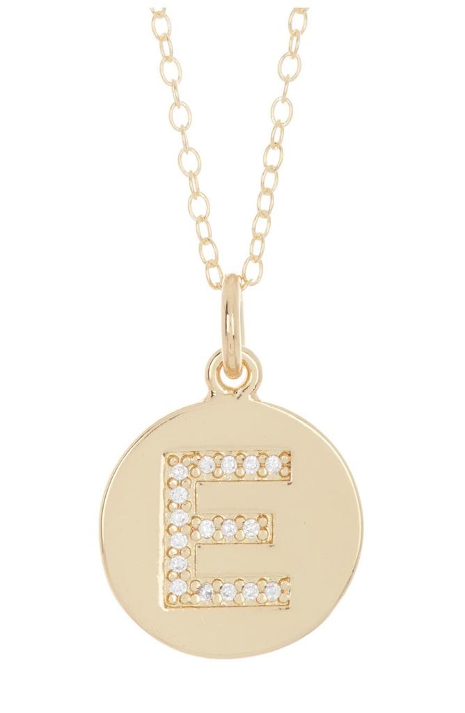 14K Gold Plated Cubic Zirconia Initial Disc Pendant Necklace商品第6张图片规格展示