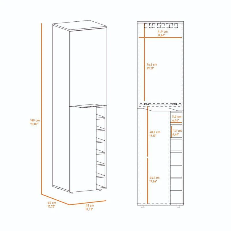 商品FM Furniture|Maya Tall Bar Cabinet, Seven Wine Cubbies, Extendable Shelf, Double Door Cabinet,价格¥1517,第2张图片详细描述