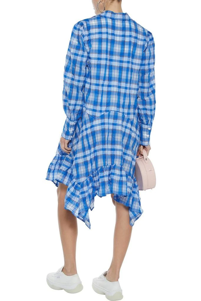 商品Ganni|Charron asymmetric checked cotton-blend seersucker shirt dress,价格¥563,第3张图片详细描述