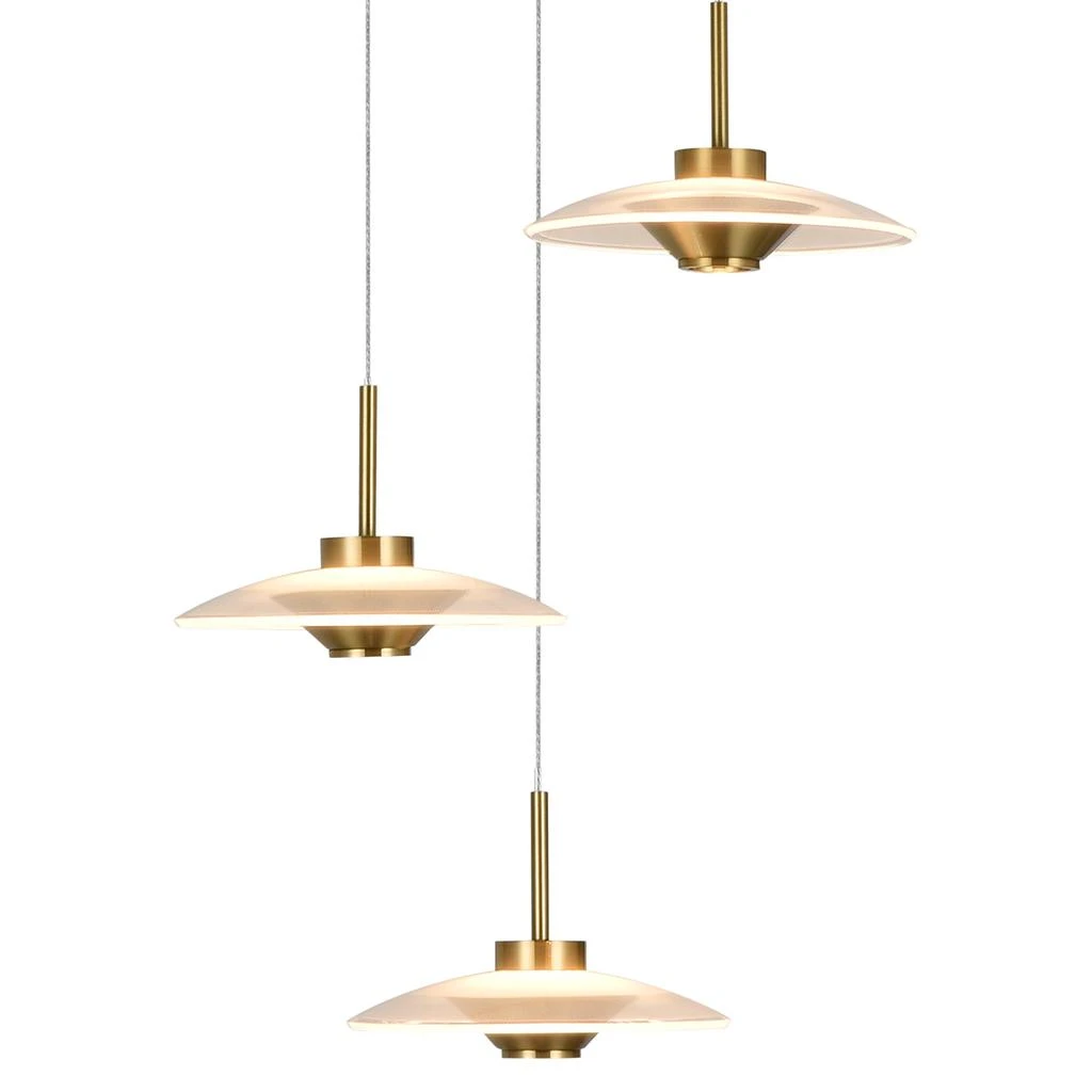 商品VONN Lighting|Ferrara VAP2323AB 16" 3-Light Integrated LED Pendant Lighting Height Adjustable Chandelier in Antique Brass,价格¥2055,第1张图片