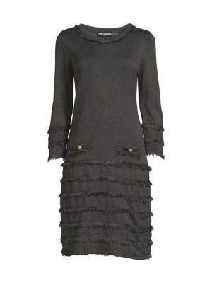 商品Karl Lagerfeld Paris|Fringe Button Sweater Dress,价格¥223-¥446,第5张图片详细描述