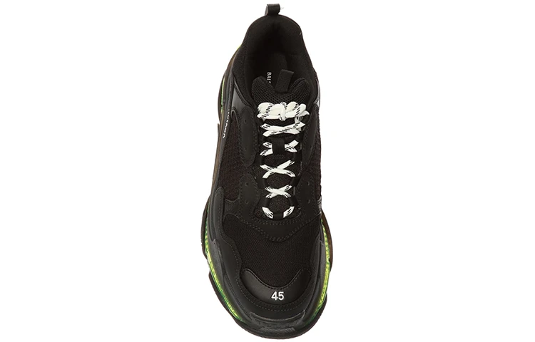 商品[国内直发] Balenciaga|巴黎世家 Triple S 透明鞋底 牛皮 运动 低帮 老爹鞋 男款 黑绿,价格¥8183,第5张图片详细描述