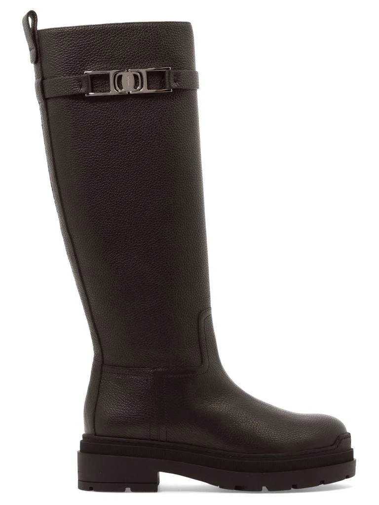 商品Salvatore Ferragamo|Salvatore Ferragamo Vara Chain Knee High Boots,价格¥11775,第1张图片