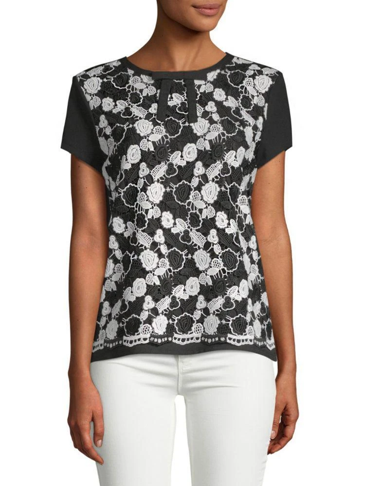 商品Karl Lagerfeld Paris|Bicolor Lace Tee,价格¥375,第1张图片