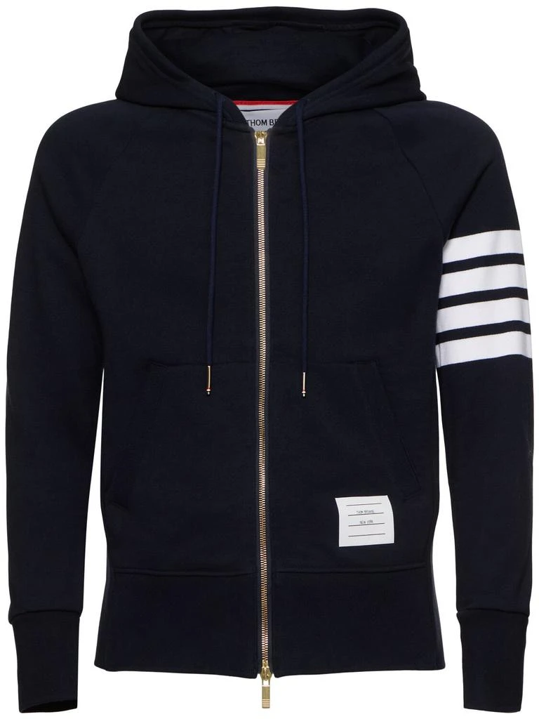 商品Thom Browne|Zip-up Stripes Cotton Sweatshirt Hoodie,价格¥6814,第1张图片