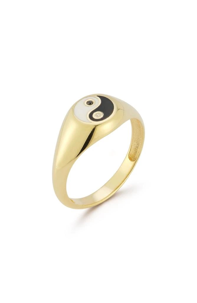 商品Sphera Milano|14K Gold Plate CZ Yin & Yang Signet Ring,价格¥284,第2张图片详细描述