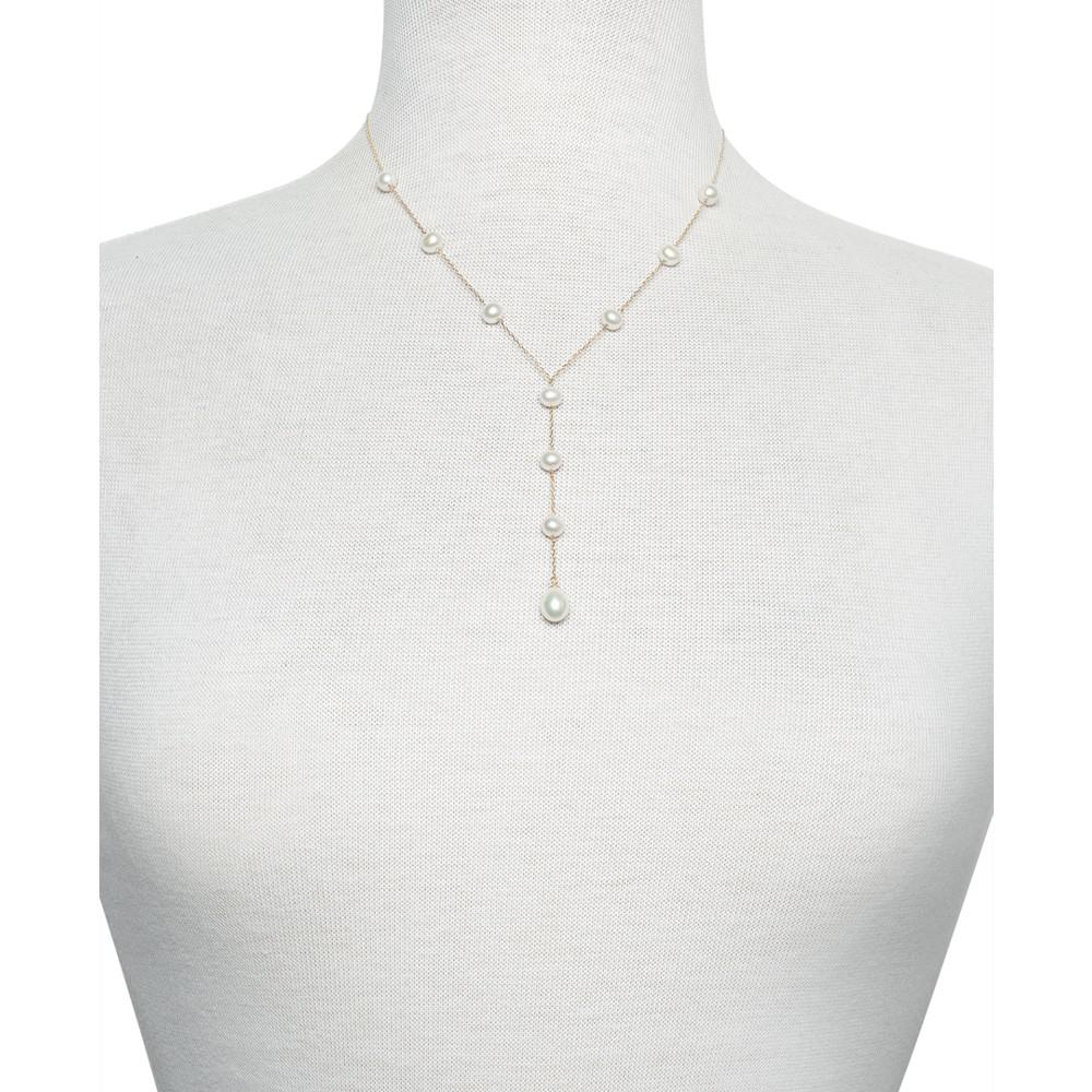 Cultured Freshwater Pearl (6 & 8mm) 18" Lariat Necklace in 10k Gold商品第2张图片规格展示