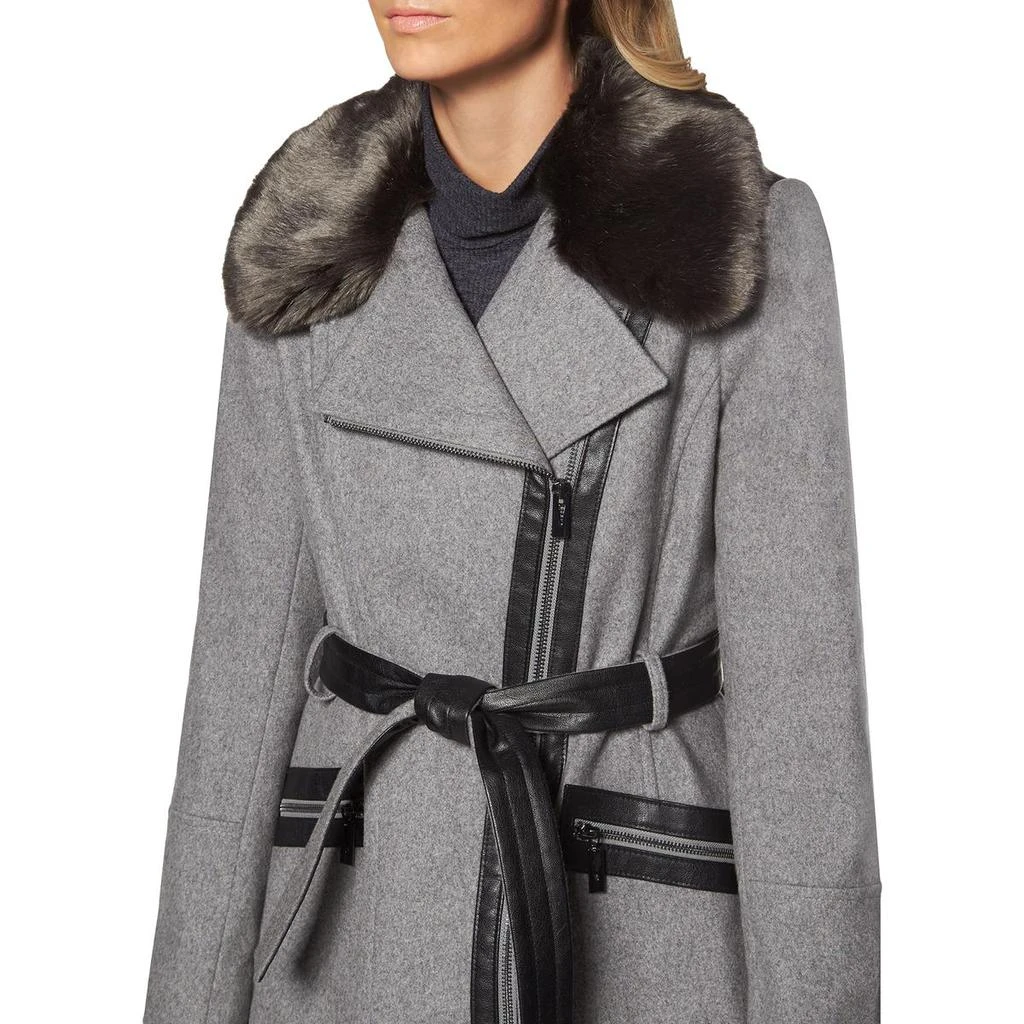 商品Via Spiga|Via Spiga Faux Fur Wool Coat for Women- Slim Fitted Asymmetric Jacket with Belt,价格¥390,第2张图片详细描述