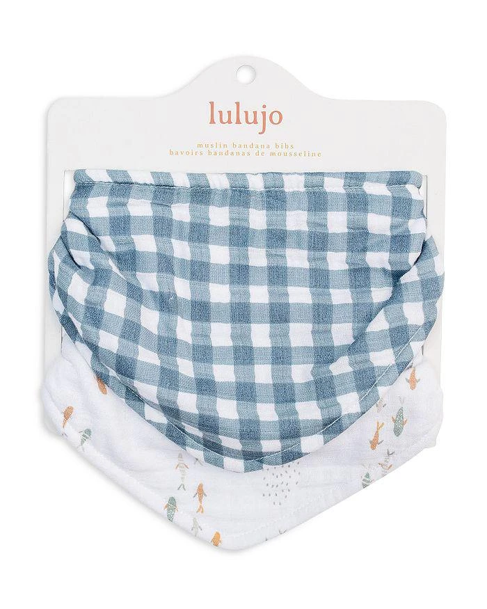 商品Lulujo|Fish and Gingham Printed Cotton Muslin Bandana Bibs, Pack of 2 - Baby,价格¥180,第3张图片详细描述