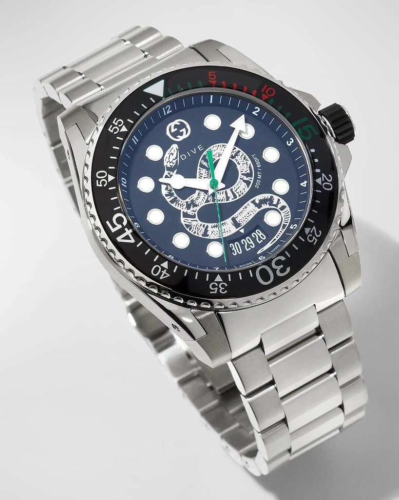 商品Gucci|Men's 45mm Dive King Snake Stainless Steel Watch with Bracelet,价格¥7037,第3张图片详细描述