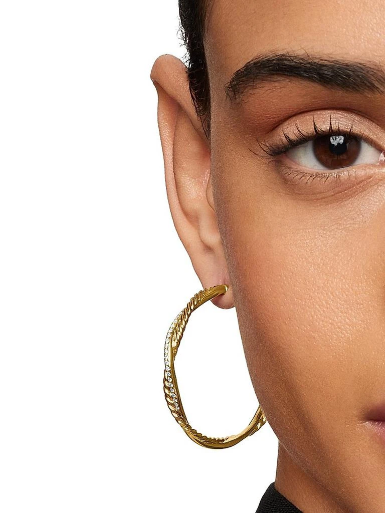 商品David Yurman|Infinity Hoop Earrings in 18K Yellow Gold with Diamonds, 42MM,价格¥42902,第2张图片详细描述