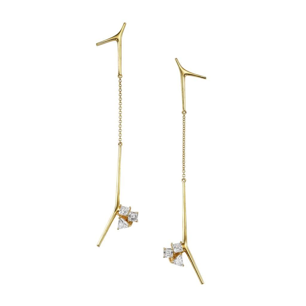商品AME|Âme Trio 18K Yellow Gold, Lab-Grown Diamond 1.50ct. tw. Long Bar Drop Earrings,价格¥23710,第1张图片