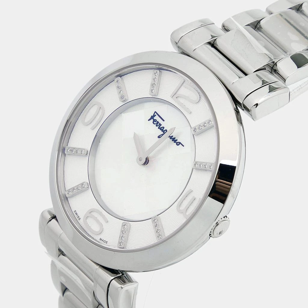商品[二手商品] Salvatore Ferragamo|Salvatore Ferragamo Mother of Pearl Diamond Stainless Steel Gancino Deco FG3050014 Women's Wristwatch 39 mm,价格¥3217,第2张图片详细描述