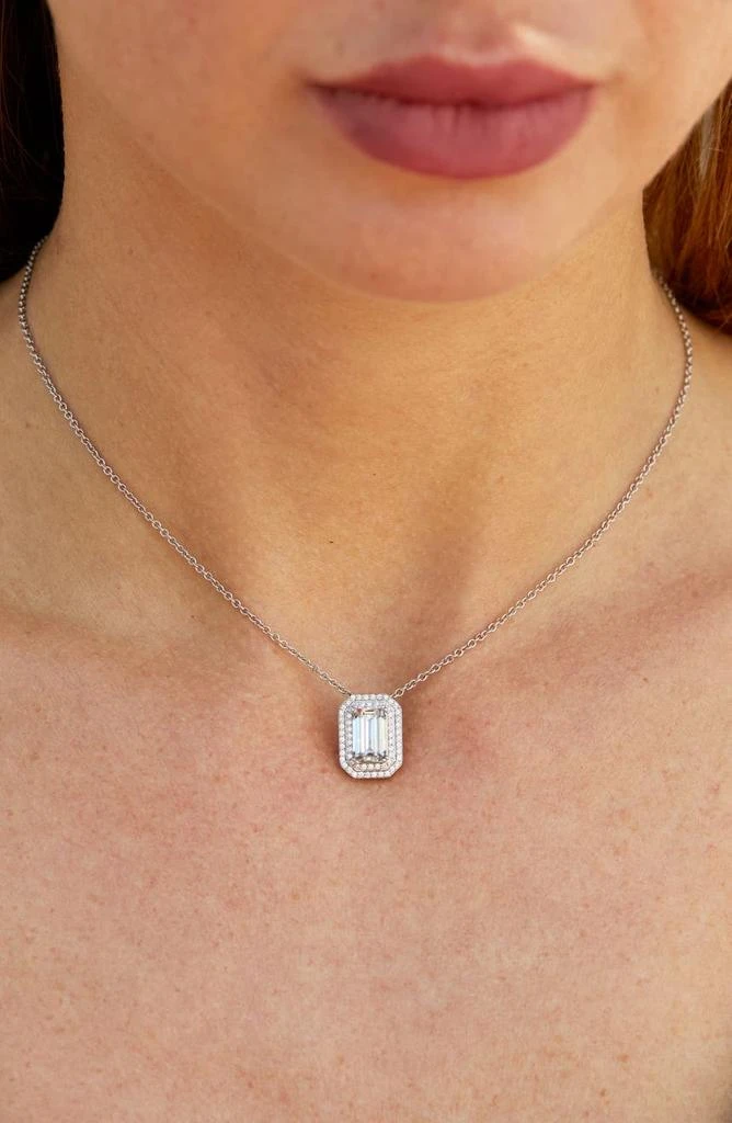商品Savvy Cie Jewels|Sterling Silver Emerald Cut CZ Pendant Necklace,价格¥378,第2张图片详细描述