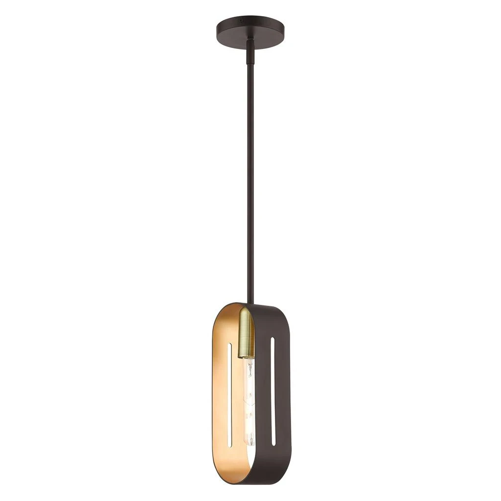 One Light Bronze with Antique Brass Accents Pendant 商品