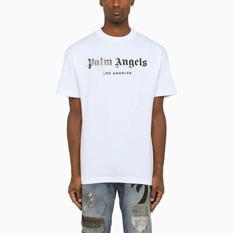 商品Palm Angels|White t-shirt with contrasting logo,价格¥2431,第1张图片