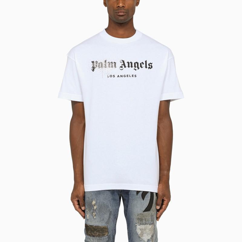 商品Palm Angels|White t-shirt with contrasting logo,价格¥1988,第1张图片