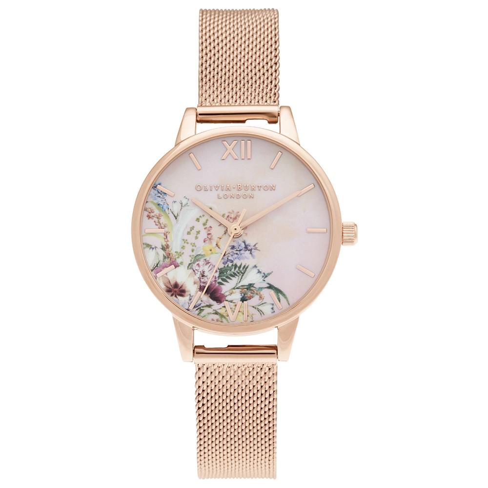 Women's Enchanted Garden Rose Gold-Tone Mesh Bracelet Watch 30mm商品第1张图片规格展示