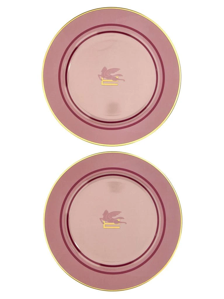 商品Etro Home|Logo Placeholder 2-Plate Set Plates Pink,价格¥2398,第2张图片详细描述