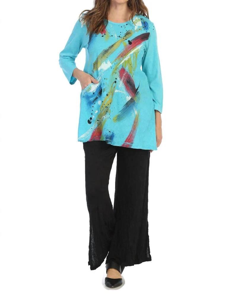 商品Jess & Jane|Bora Bora Mineral Washed Cotton Top With Linen Contrast In Blue,价格¥586,第1张图片