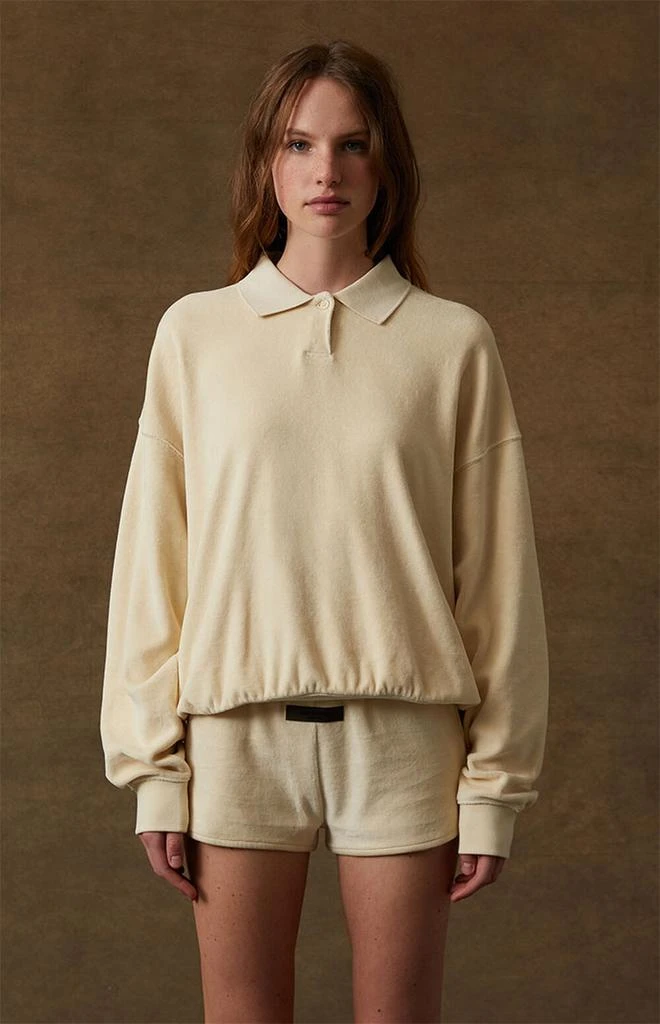 商品Essentials|Women's Egg Shell Velour Long Sleeve Polo Sweatshirt,价格¥627,第2张图片详细描述