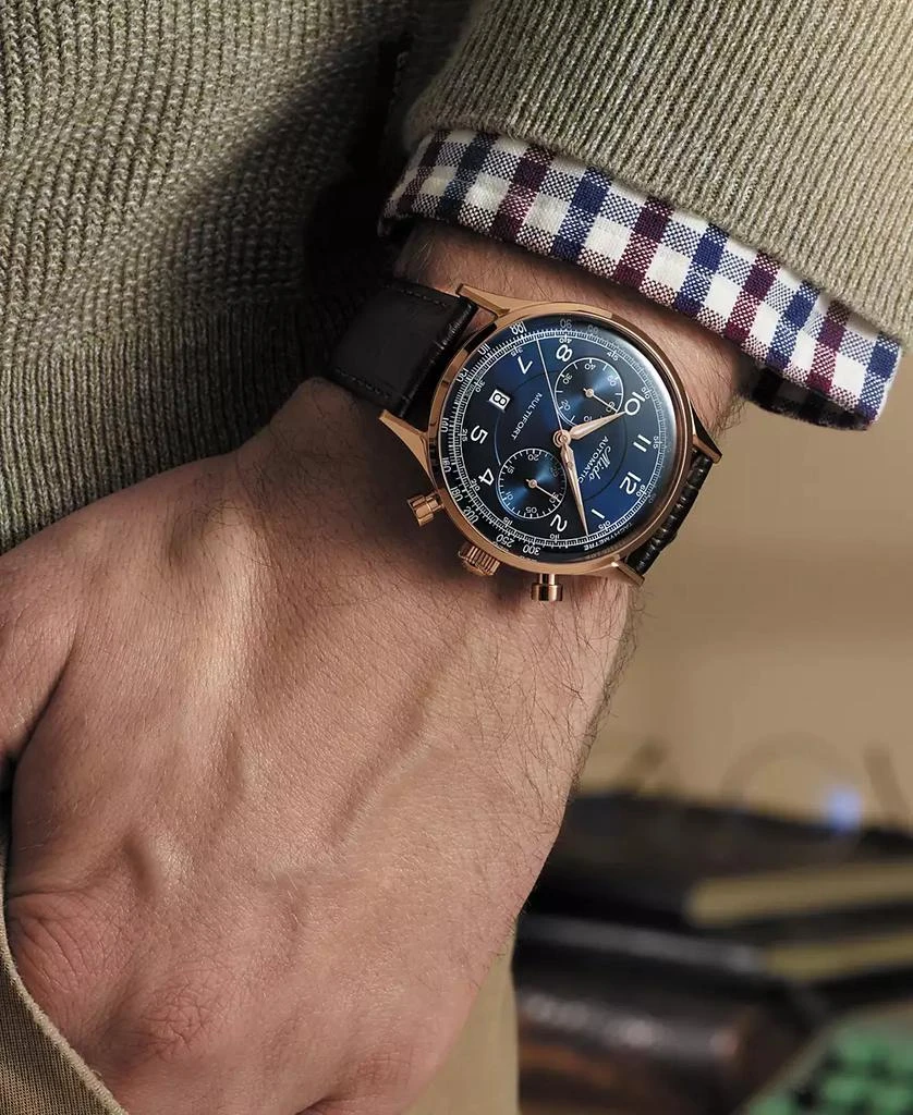 Men's Swiss Automatic Chronograph Multifort Brown Leather Strap Watch 42mm 商品