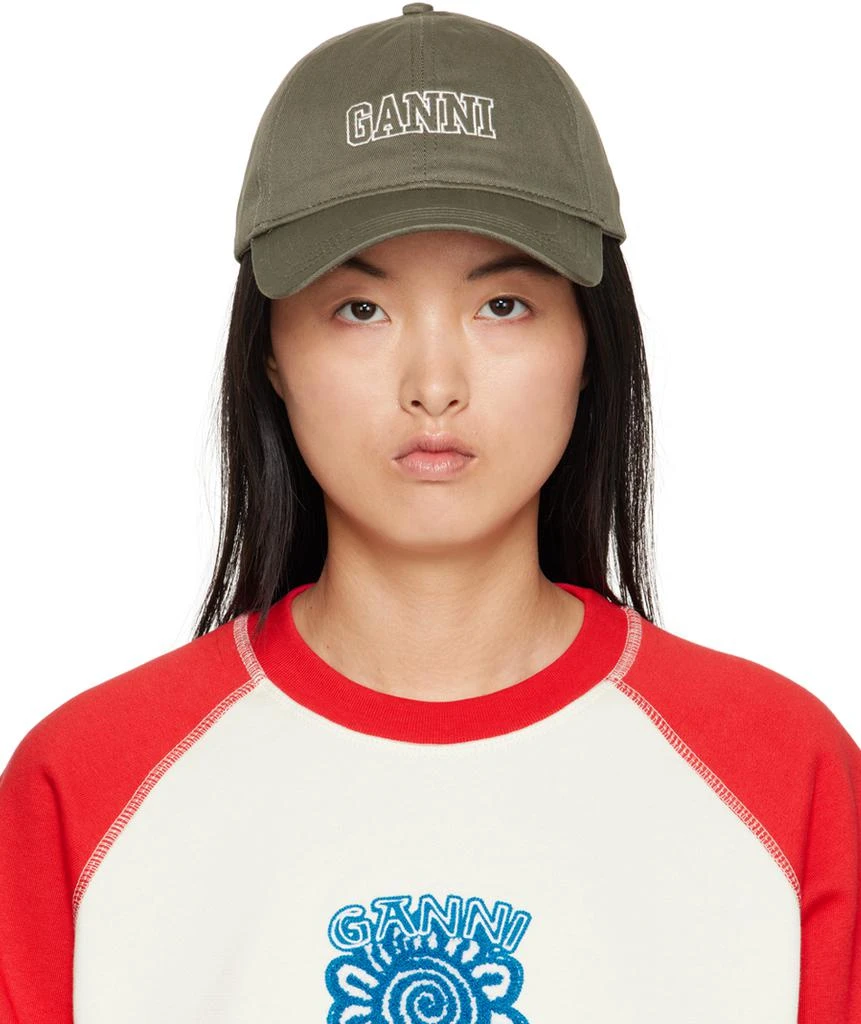 商品Ganni|Khaki Embroidered Cap,价格¥748,第1张图片