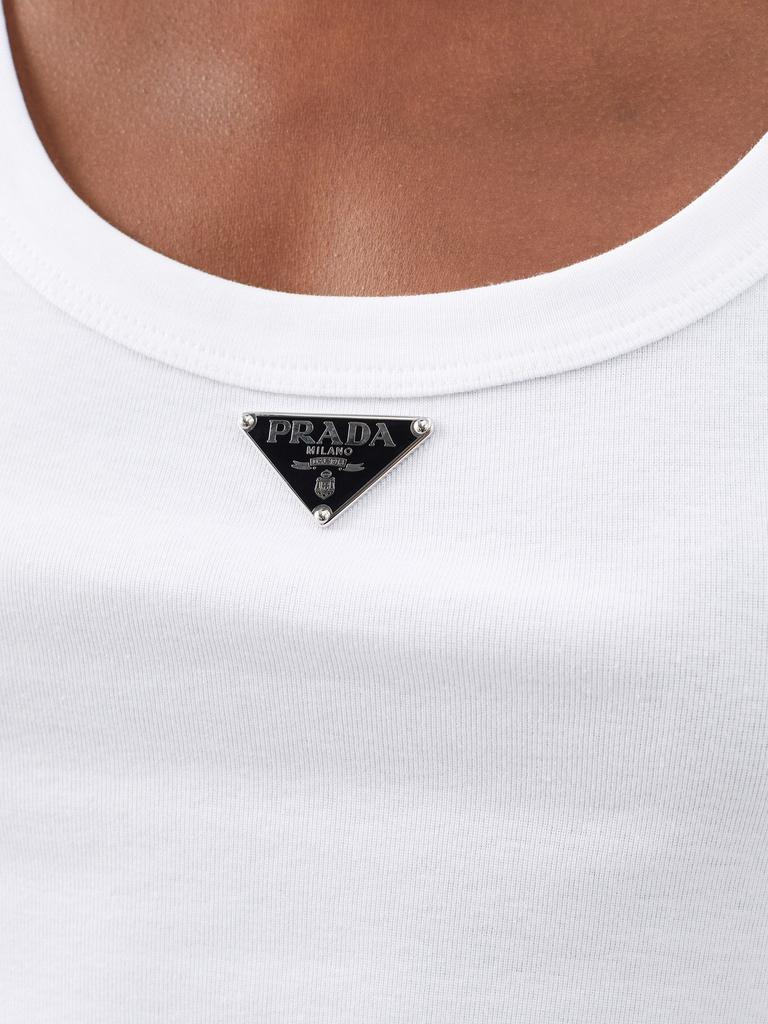 Triangle-logo cotton-jersey crop top商品第3张图片规格展示