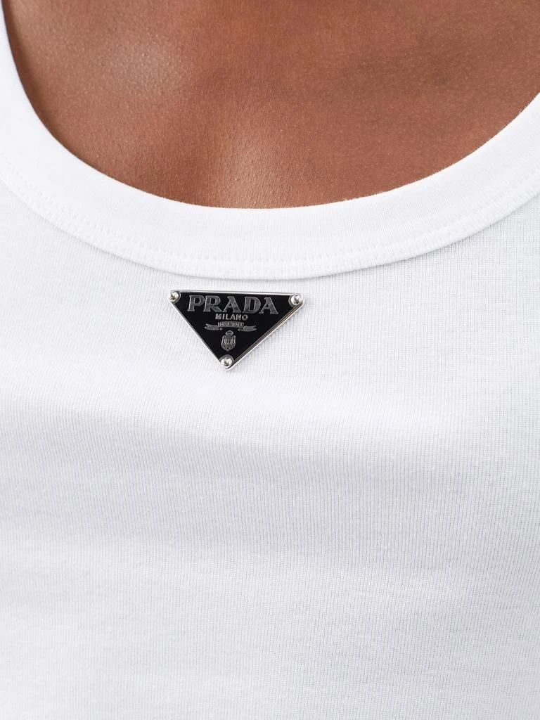 商品Prada|Triangle logo-plaque cotton-jersey crop top,价格¥6465,第3张图片详细描述