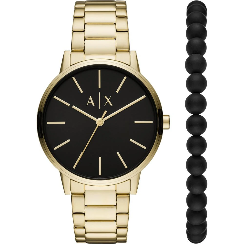 商品Armani Exchange|Men's Gold-Tone Stainless Steel Bracelet Watch 42mm Gift Set,价格¥1396,第1张图片