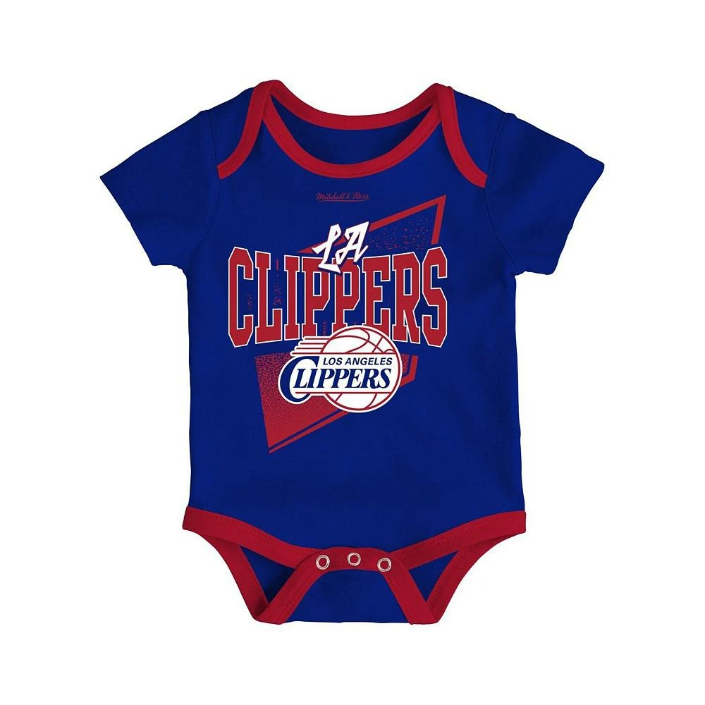 商品Mitchell & Ness|Infant Boys and Girls Royal, Red LA Clippers Hardwood Classics Bodysuits and Cuffed Knit Hat Set,价格¥301,第4张图片详细描述