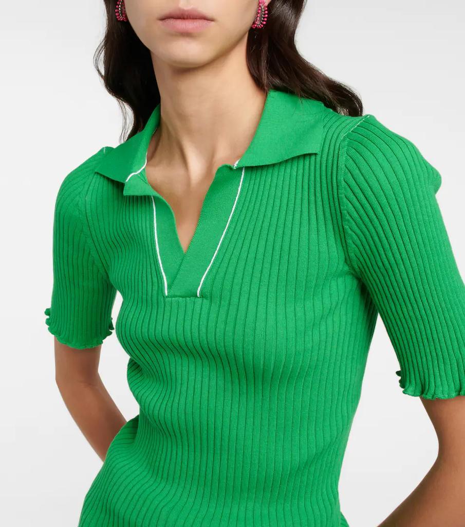 商品Bottega Veneta|Ribbed-knit cotton polo top,价格¥6824,第6张图片详细描述