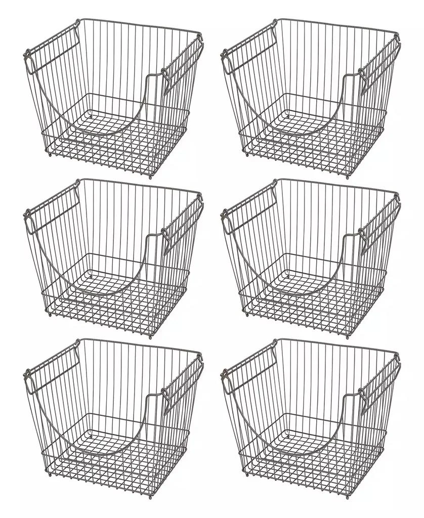 商品Smart Design|Set of 6 Large Stacking Baskets with Handles, 12.5" x 8.5",价格¥1296,第1张图片
