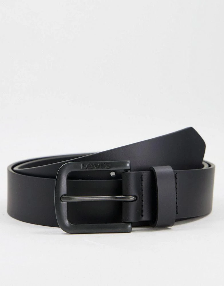商品Levi's|Levi's Seine metal leather belt in matte black,价格¥311,第1张图片