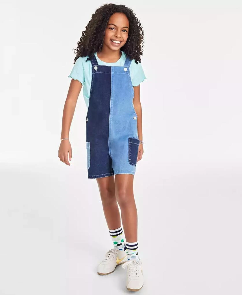 商品Epic Threads|Big Girls Varsity Colorblocked Denim Shortall, Created for Macy's,价格¥90,第1张图片