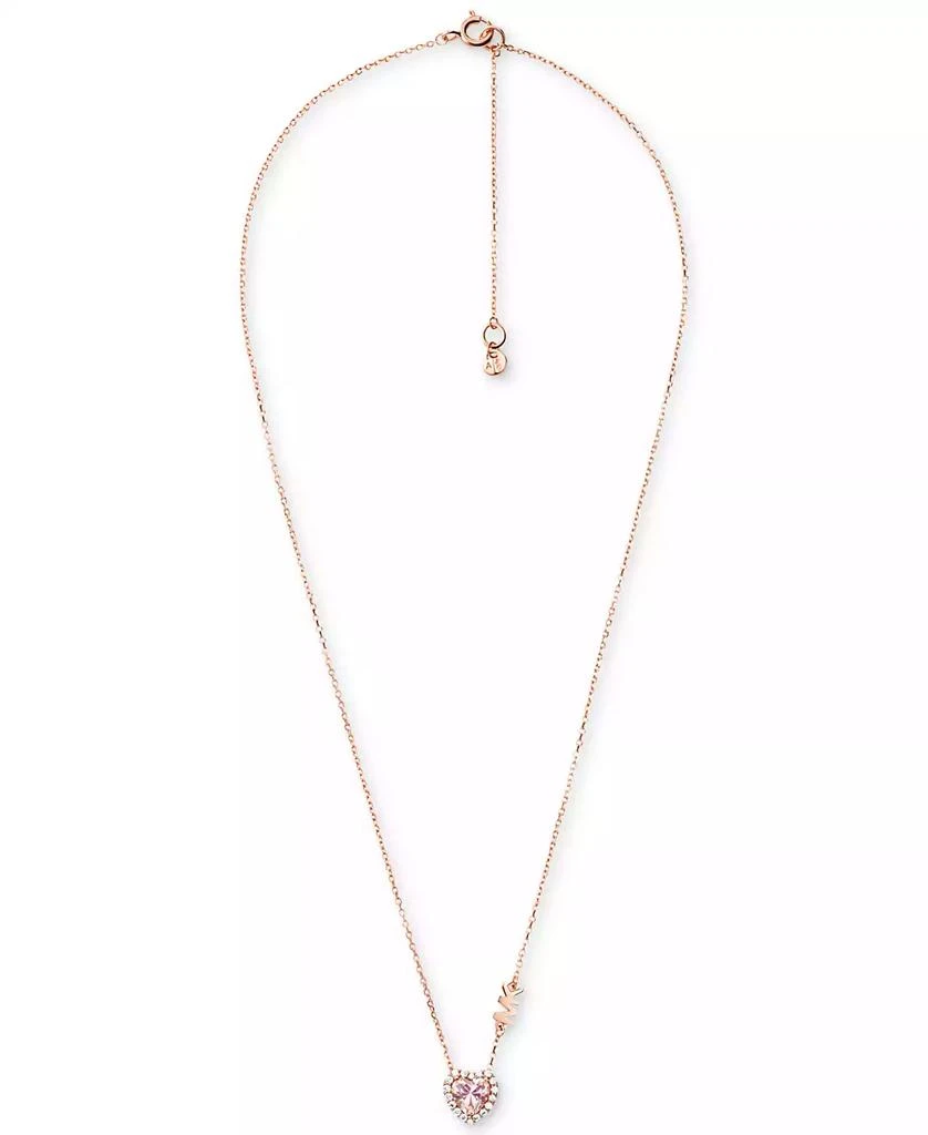 商品Michael Kors|14k Rose Gold-Plated Sterling Silver Crystal Heart Halo Pendant Necklace, 16" + 2" extender,价格¥945,第2张图片详细描述