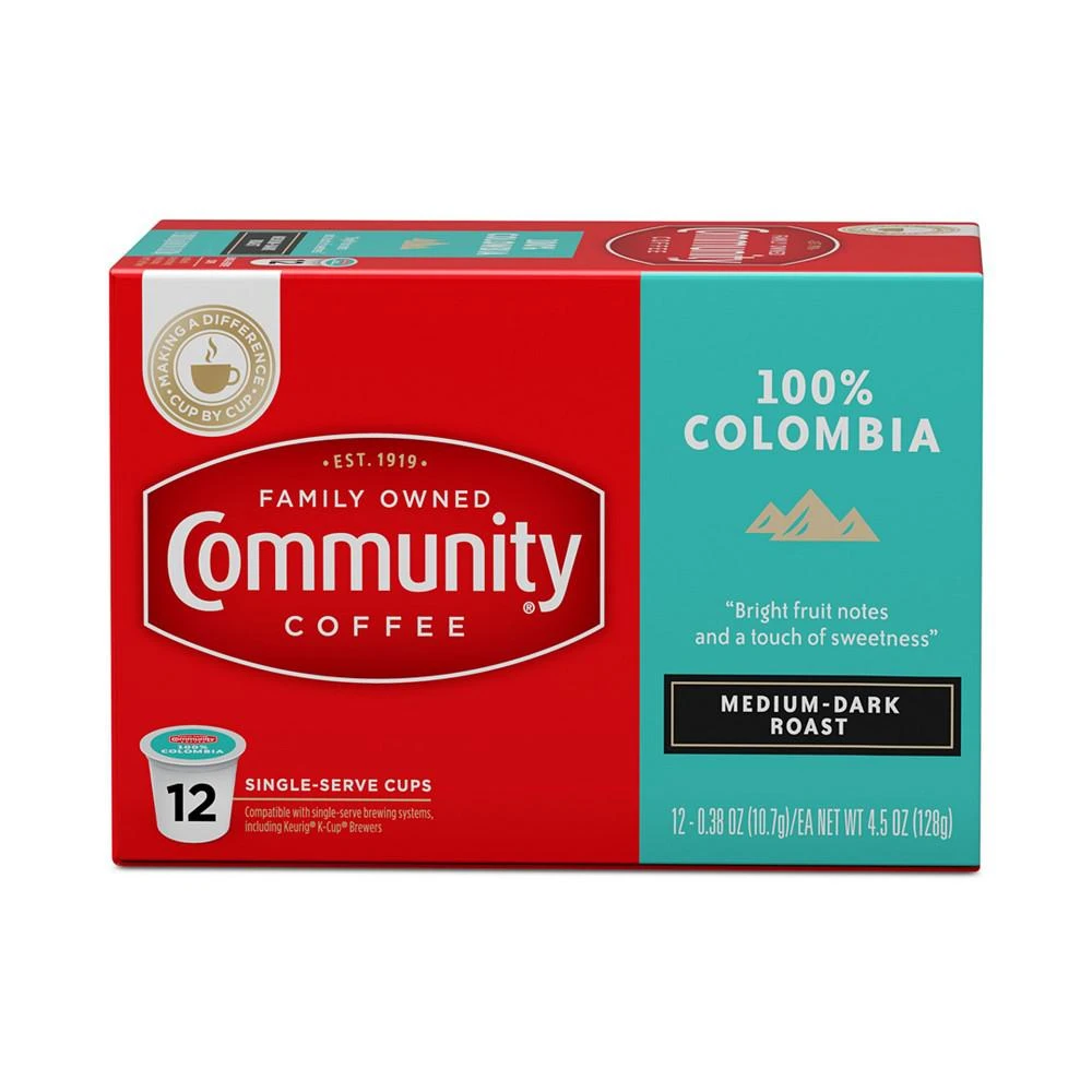 商品Community Coffee|100% Colombia Altura Medium-Dark Roast Single Serve Pods, Keurig K-Cup Brewer Compatible, 72 Ct,价格¥560,第2张图片详细描述