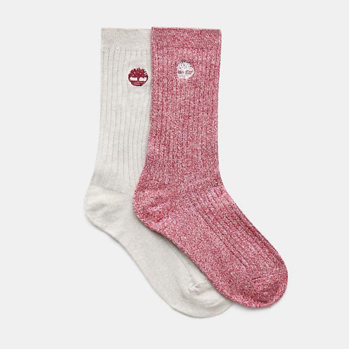 商品Timberland|2-Pack Ribbed Boot Socks for Women in Red,价格¥163,第1张图片