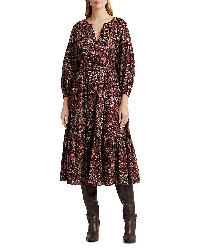 商品Ralph Lauren|Belted Peasant Midi Dress,价格¥878,第3张图片详细描述